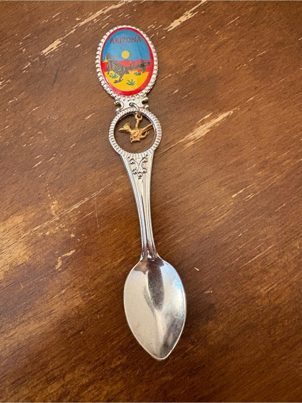 Arizona Collectible Silver Souvenir Spoon with Colorful Enamel